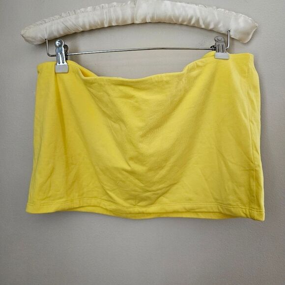 BP Tube Top Crop Strapless Solid Yellow Casual Summer Plus Vacation Neutral - Picture 4 of 10